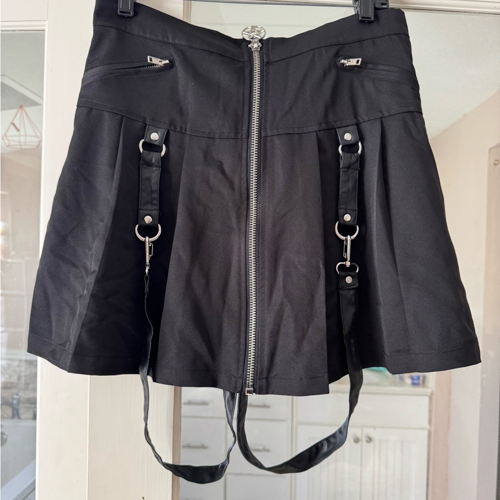 Killstar Black Zippered Skirt with Straps